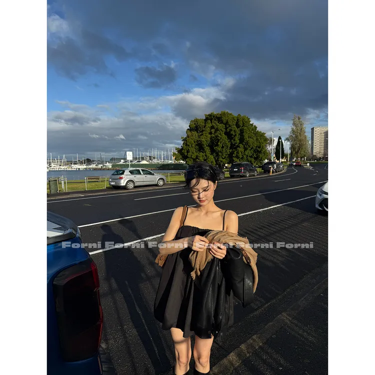 FORNI 御女苞苞 法式风棉质蓬蓬花苞吊带上衣