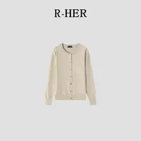 R-HER【慵懒开衫】百搭慵懒圆领毛针织衫气质新款简约刺绣百搭长袖