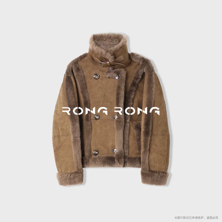 溶溶【日暮集】RONGRONG獭兔皮毛一体立领麂皮绒两面穿外套MTXL3002