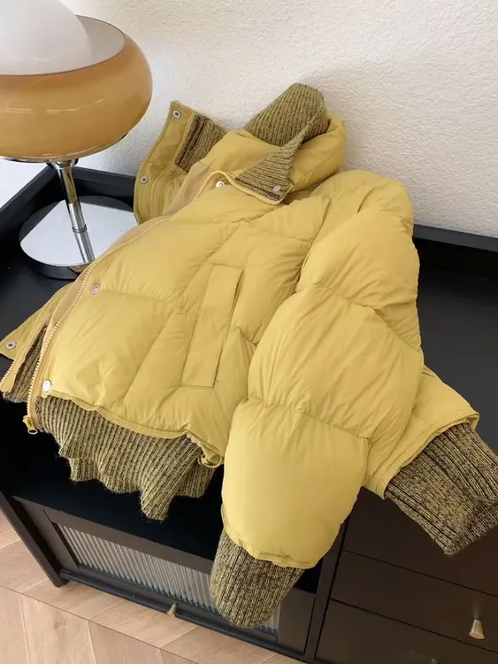 韩系拼色格子棉服外套女秋冬季新款复古撞色保暖面包服超好看上衣