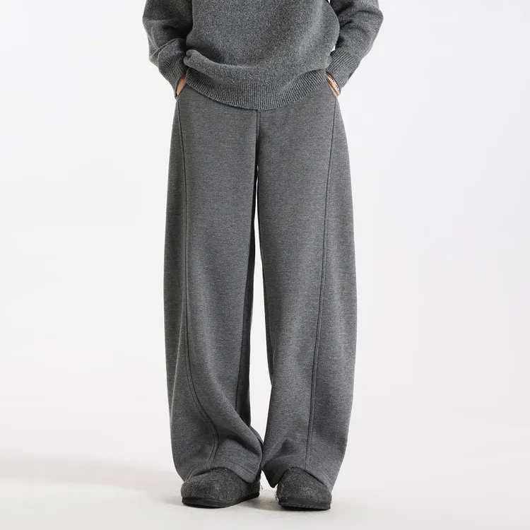 GCCDUPE77『缎光晖』醋酸羊毛混纺简约毛呢加绒保暖舒适直筒休闲裤