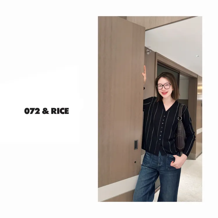 072 & RICE【流星】桑蚕丝+莱赛尔+棉 秋季V领针织开衫 A-32MZH08