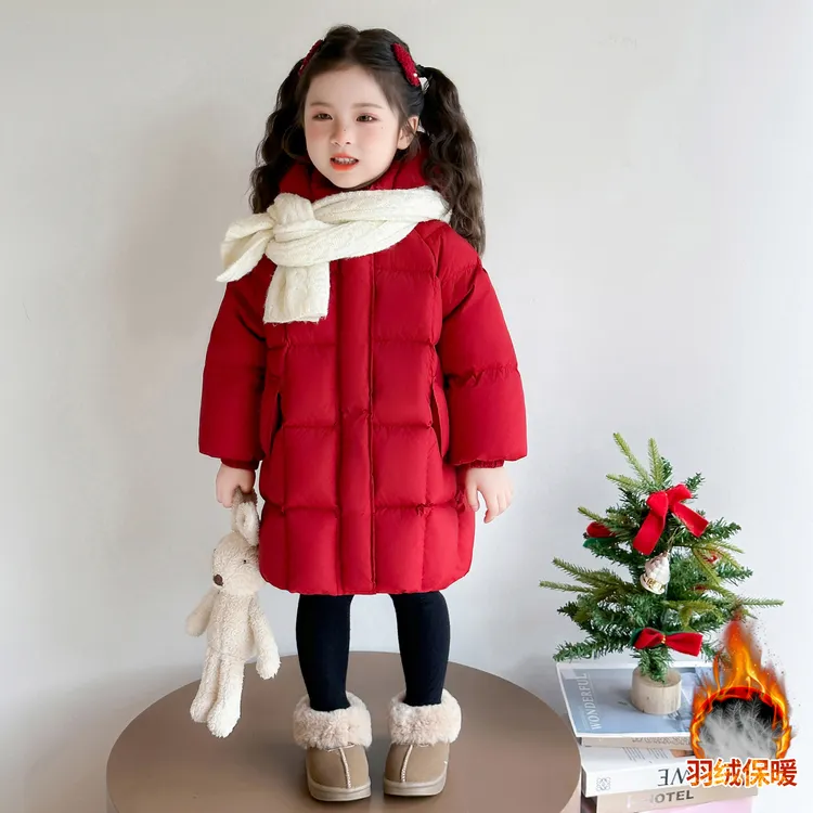 女童羽绒服中长款韩版洋气儿童1-3岁女宝宝4高蓬松羽绒服保暖外套
