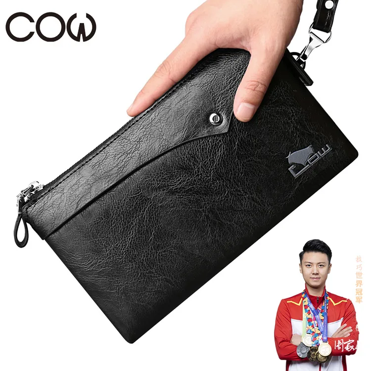 法国COW男士手包时尚手包手抓包长款钱包休闲商务手拿包 C-8609