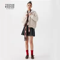 TeenieWeenie小熊女装棉服25冬季新手工毛织连帽棉衣TTJP258TCAA