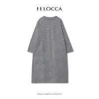【FELOCCA】时尚纯灰色宽松衬衣式休闲显瘦连衣裙NYN-4491