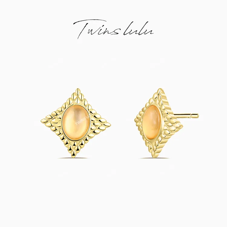 TWINS LULU镀K金时尚个性气质小众ins百搭方形耳环秋上新TSL1989