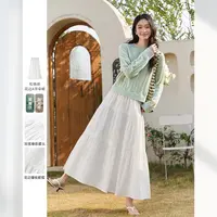 【梵希蔓】白色花边设计感半身裙女新款高腰宽松a字蛋糕裙子A0677