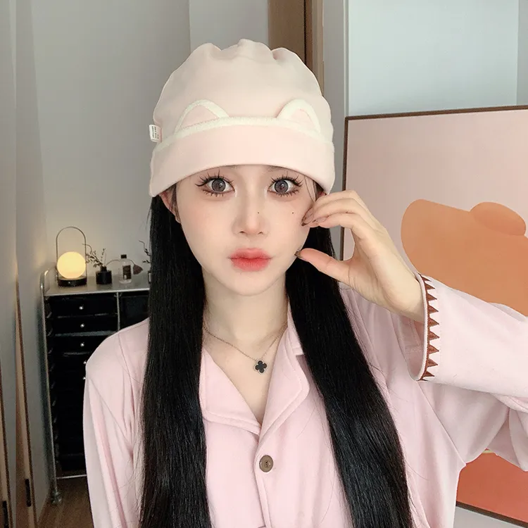 坐月子帽子双层纯棉孕妇产后帽子防风发带时尚护头保暖外出帽春秋