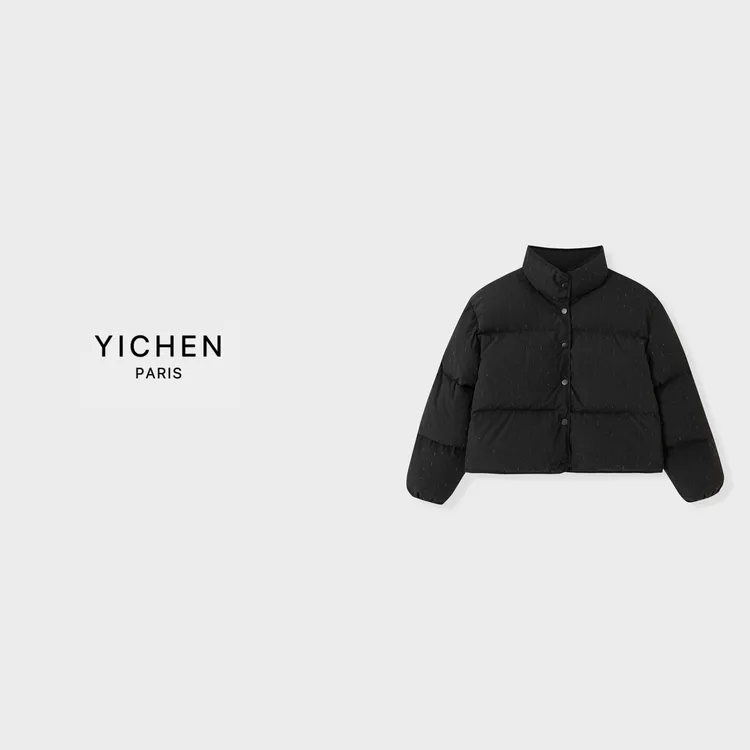 YC 黑色满天星烫钻小立领短款羽绒服-4080