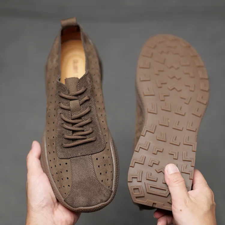 夏季镂空透气真皮男鞋牛皮防滑英伦复古男士休闲皮鞋软皮软底单鞋