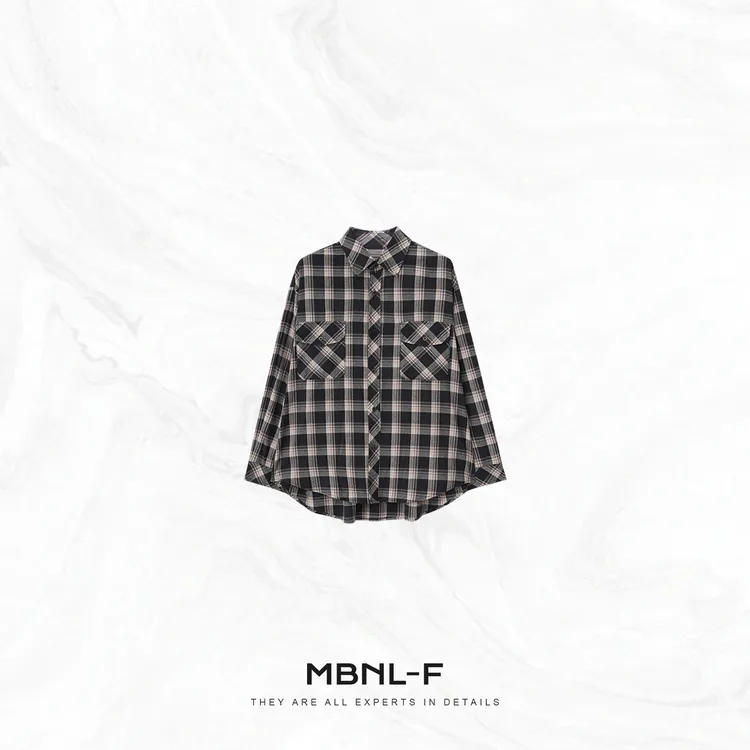 MBNL-F "墨青格纹" 重工定染宽松慵懒日系衬衣 秦磊XM-XCY090