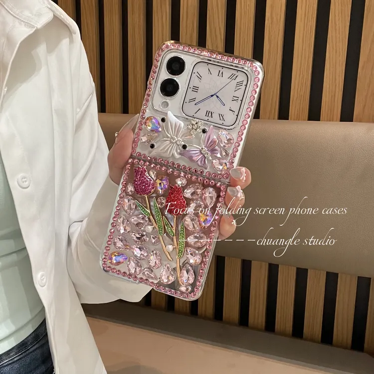 适用于华为novaflip手机壳蝴蝶玫瑰镶钻NOVAFLIP折叠屏高档保护套