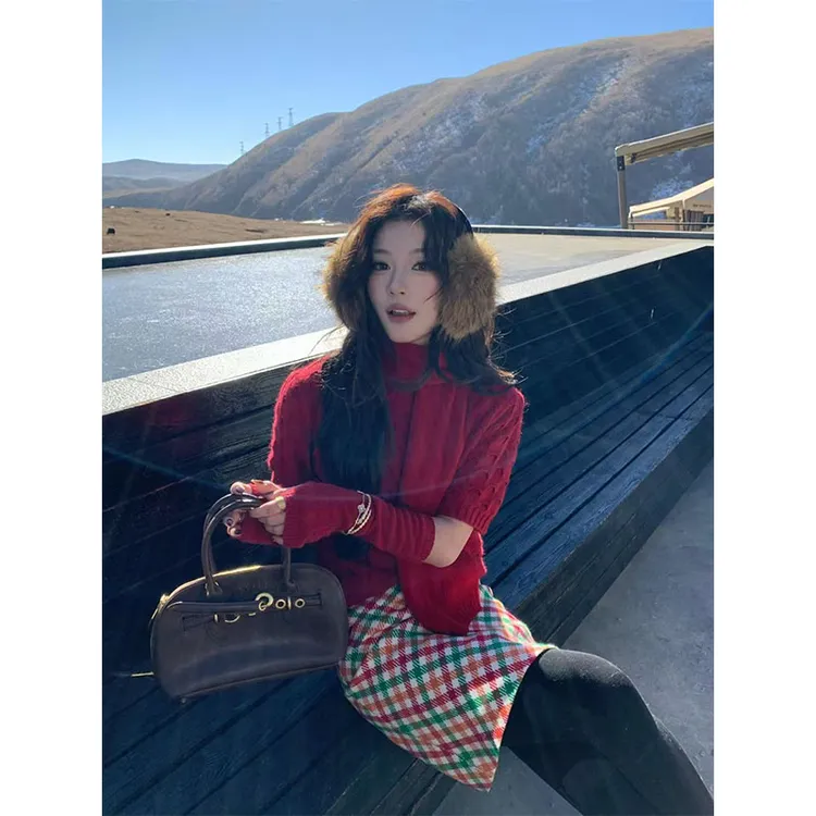 秋季时尚设计感秋冬季新款修身显瘦网红穿搭上衣气质高腰半身裙女