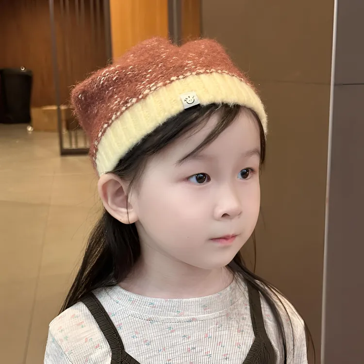 儿童秋冬美拉德韩国小众包头针织帽中大童男女孩洋气百搭冷帽保暖