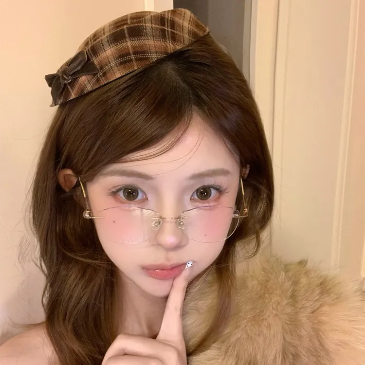 原创咖色蝴蝶结格纹小礼帽发夹女氛围感头饰发卡夹子拍照出片发饰