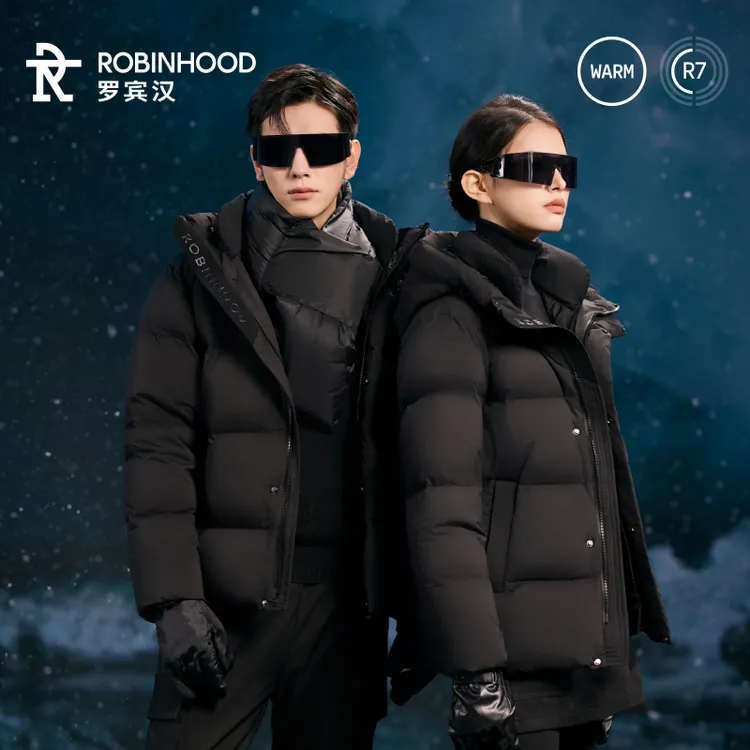 ROBINHOOD/罗宾汉时尚休闲鹅绒黑钻情侣短款羽绒服-R038Y5989