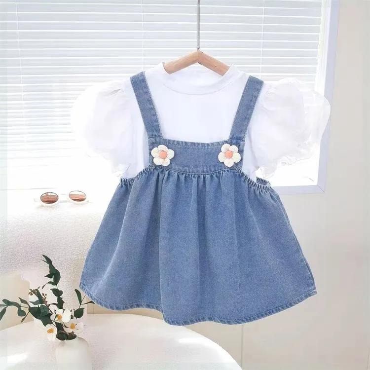 童装女童夏季连衣裙2025新款洋气儿童公主裙小童宝宝牛仔背带裙子