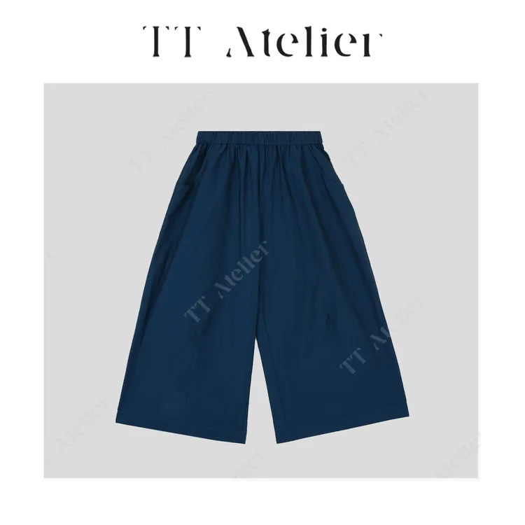 TT设计师【蓝孔雀】夏季小众调性时尚百搭休闲阔腿裤TT190458