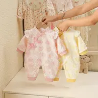 7秋款双层 花之语新款儿童公主碎花婴儿新生儿幼儿闭档哈衣连体衣