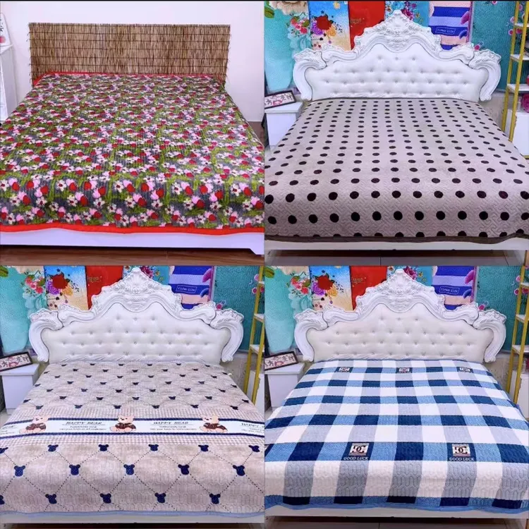 牛奶绒冬季简约风保暖厚款亲肤防滑宝宝绒床盖夹棉床垫双面