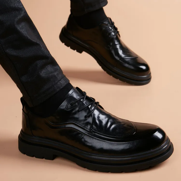 【香港DcSU&Shoes官方正品】正装德比男鞋圆头休闲内增高结婚皮鞋