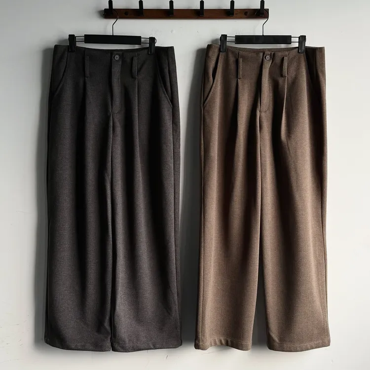 UTIMUS细条纹毛呢休闲裤卫裤廓形老钱松弛感秋冬保暖长裤轻抓绒