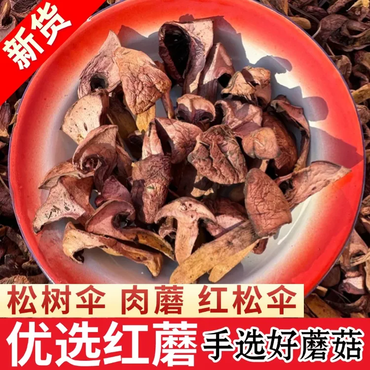 【优选红蘑】东北野生松树伞红蘑肉蘑鸡心蘑红松伞干货炖鸡食用菌
