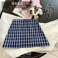 【胖小仙】<镜头焦点>格纹半身裙A字裙设计感百搭休闲微胖显瘦大码