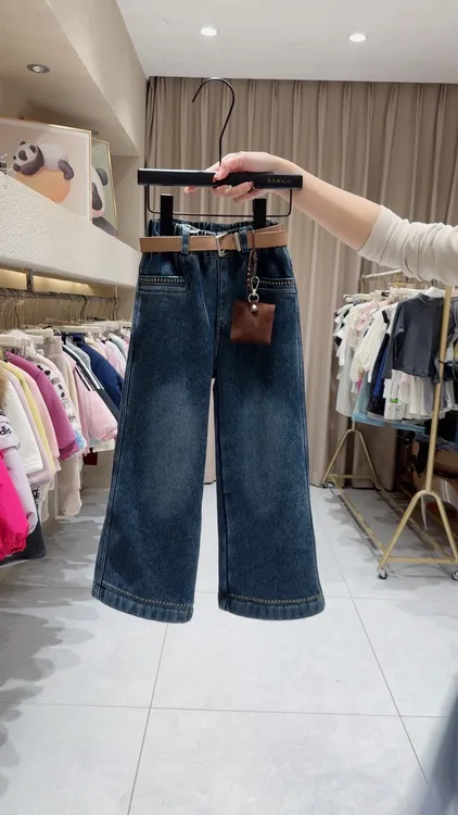 【圆子家】女童裤子2025新款冬款公主风宽松直筒裤洋气儿童牛仔裤