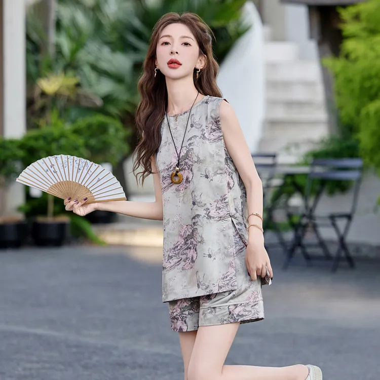 独特气质穿搭新中式G风时尚防晒上衣短裤套装女2025夏季新款潮品