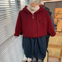 男童秋冬新款针织衫连帽男宝宝休闲百搭纯色时尚拉链毛衣