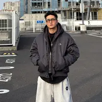 XDZZ二狗冬季飞行员夹克美式假两件90绒棒球服羽绒服外套男B1000