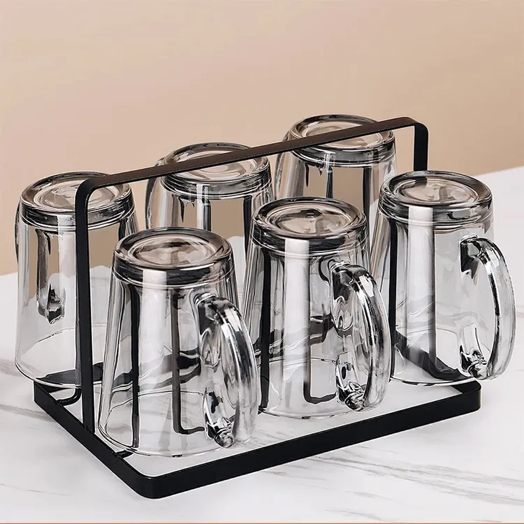 青苹果轻奢耐高温玻璃杯子家用家庭客厅待客茶杯水杯带把手喝水杯