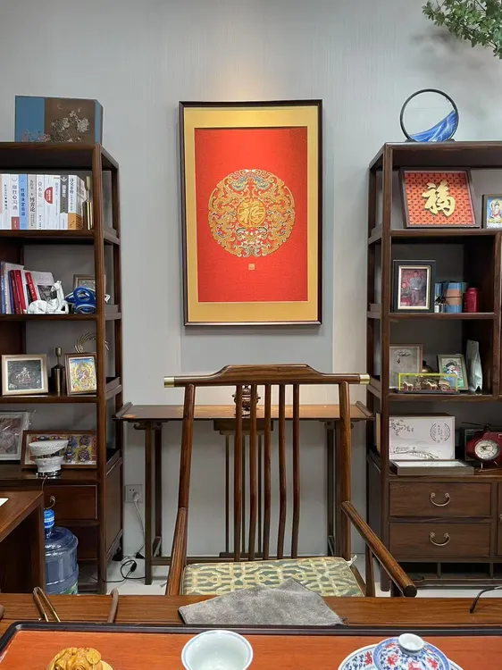 [吉祥纳福]刺绣挂画玄关画客厅办公室茶室新中式装饰画