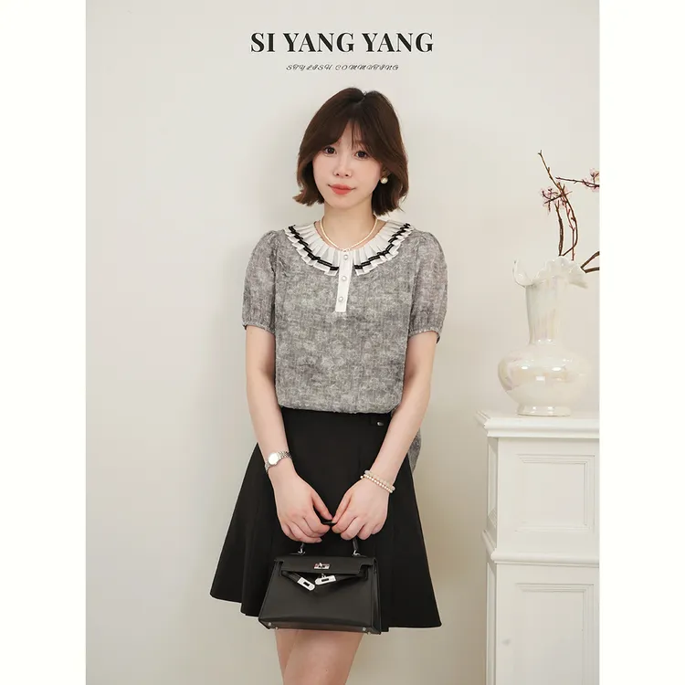 SIYANG立体提花炒色新款清凉舒爽透气减龄精致T恤SY505A008SYY