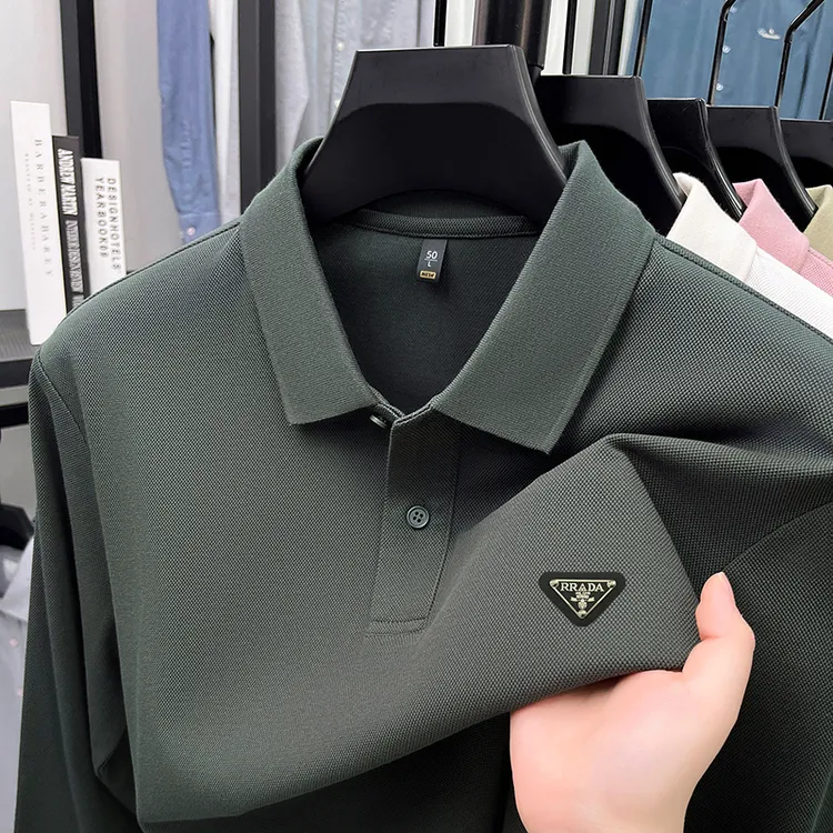 【港口尾货 限购2单】秋冬普拉家专柜轻奢男士纯棉polo衫长袖T恤男