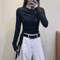 范范与凡凡【左岸慢调】美式辣妹风绑带收腰连帽长袖小众显瘦上衣
