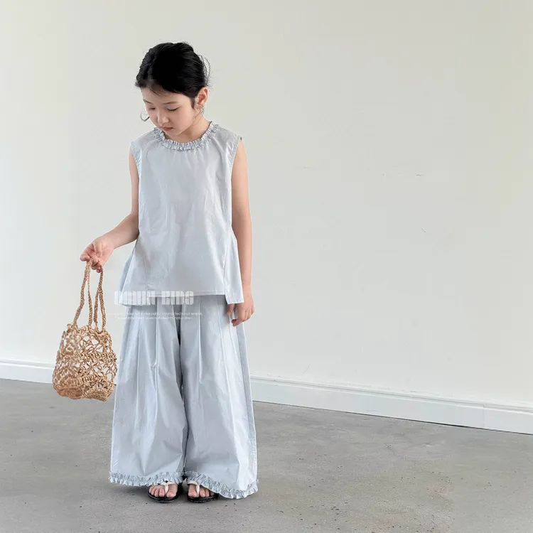 【嗒囜】森系穿搭范本！100精梳棉亲肤透气 女童夏装上衣+阔腿裤套装