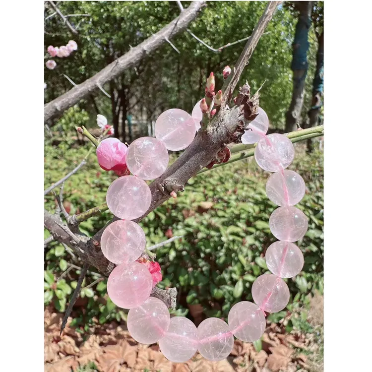 天然粉水晶原创手串
