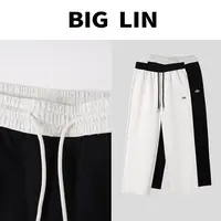 BIG林 2025秋季时尚百搭撞色松紧运动透气宽松简约男裤25-6253