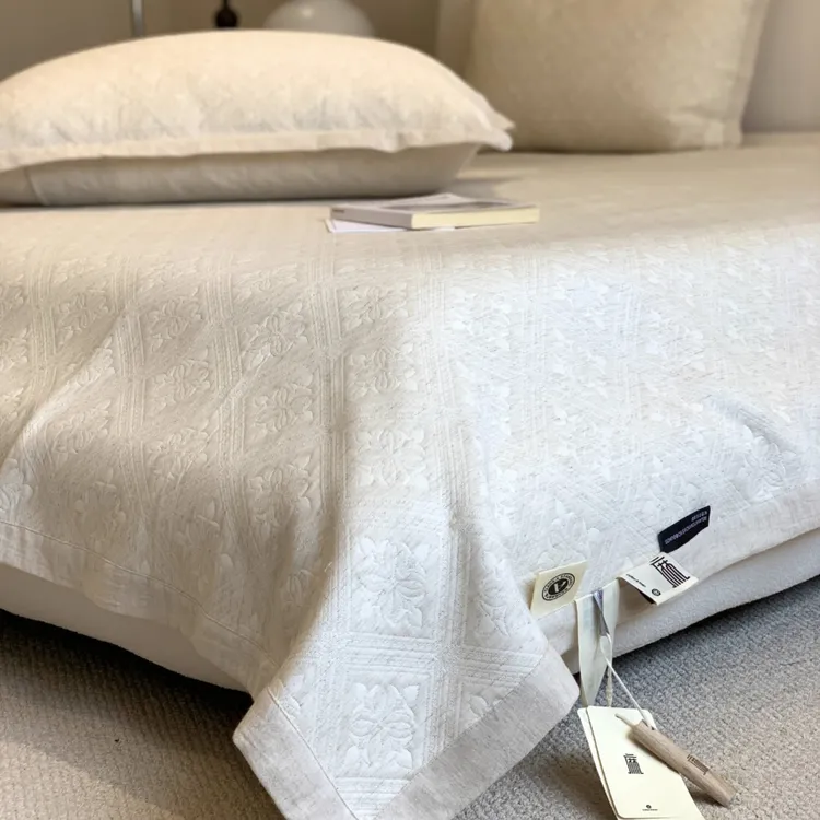 棉麻提花多功能床盖毯简约日式四季通用床单加厚轻奢高级感可铺盖