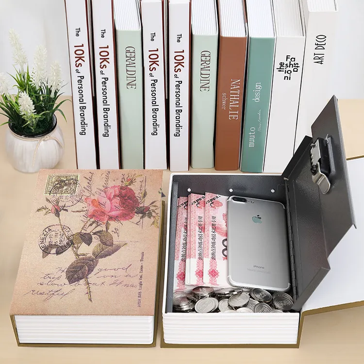 书本保险箱带锁密码盒子储钱罐收纳存钱罐家用的柜盒小型儿童钱箱