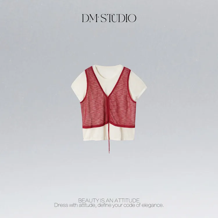 DEDM•STUDIO/极简精致感百搭休闲气质假两件T恤上衣2506TX/9758