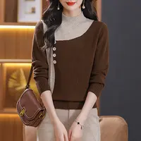 【秋季新款】设计感别致时尚撞色厚款百搭软糯针织衫CQ6907 衣长59
