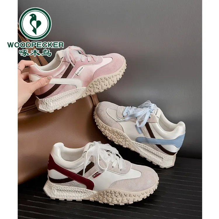 啄木鸟小个子隐形内增高7CM德训鞋2025年休闲阿甘运动鞋增高女鞋