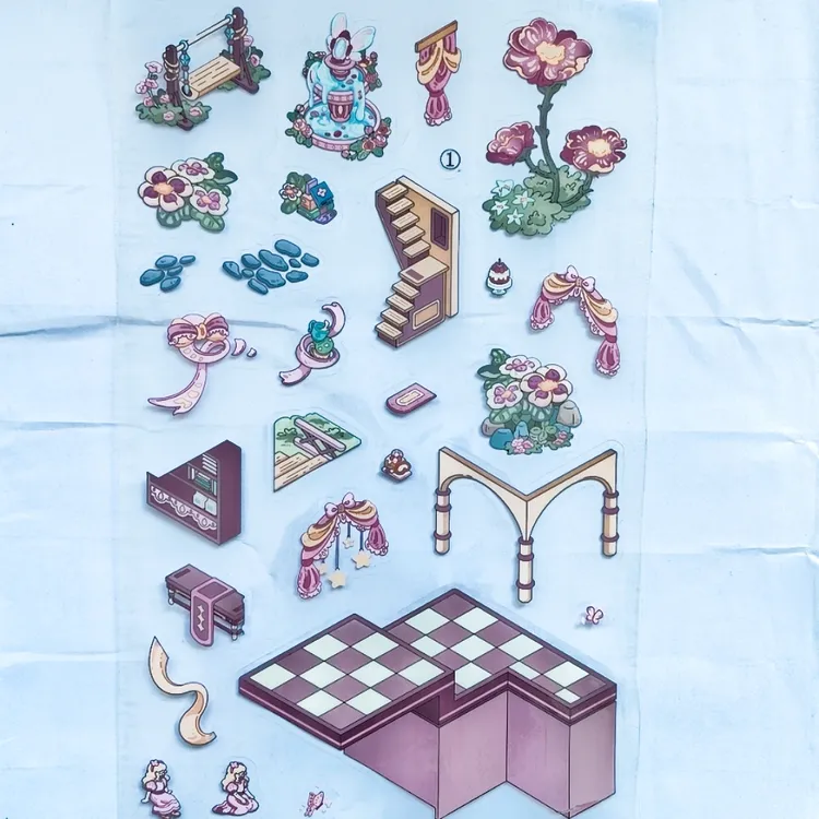 3D立体微缩场景造景贴纸创意别墅堆叠手工解压diy贴画