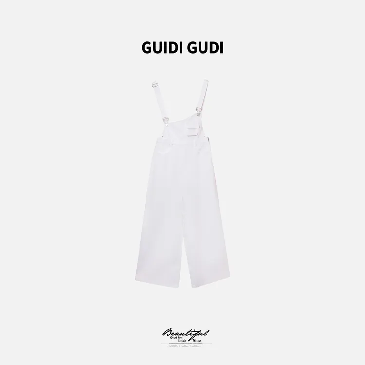 GUIDI GUDI【白夜低语】黄加蓝气质重工背带裤牛仔裤