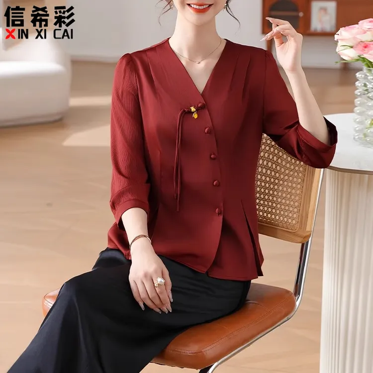 妈妈秋装七分袖上衣洋气中老年女夏季套装两件套高端喜婆婆婚宴装