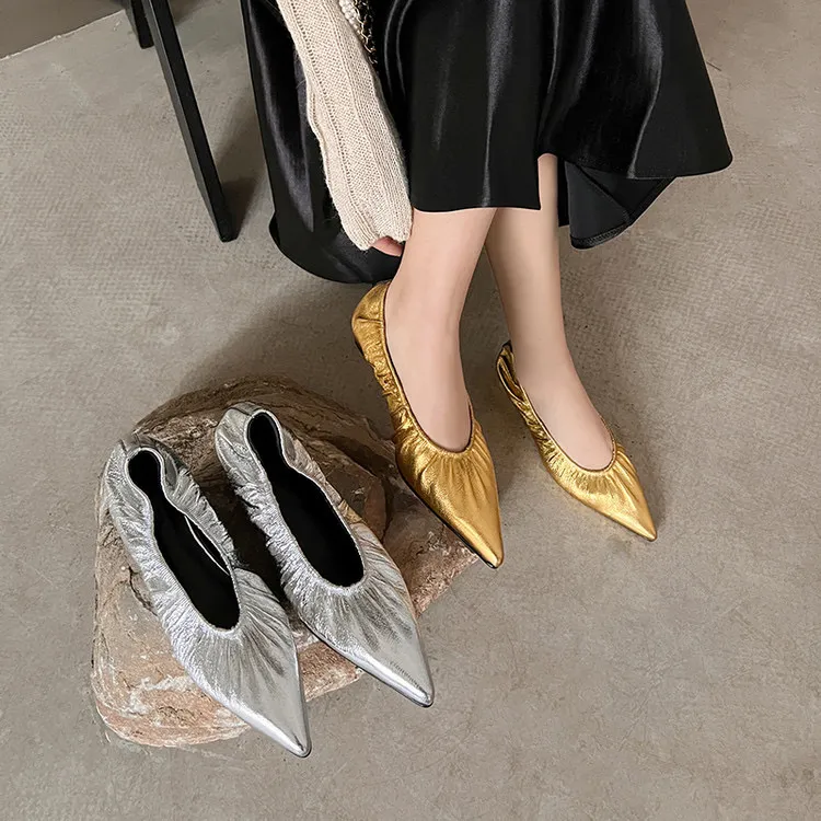 阿丽塔女鞋~2cm极简风尖头浅口平底单鞋超软百搭四季单鞋